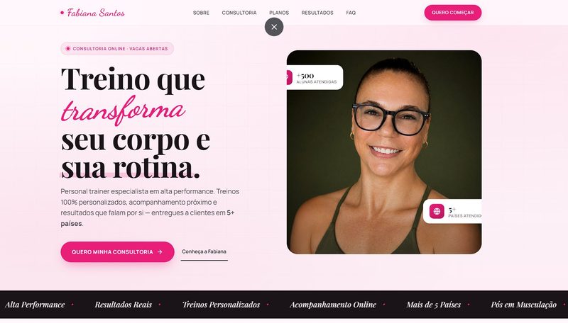 Landing page Fabiana Santos